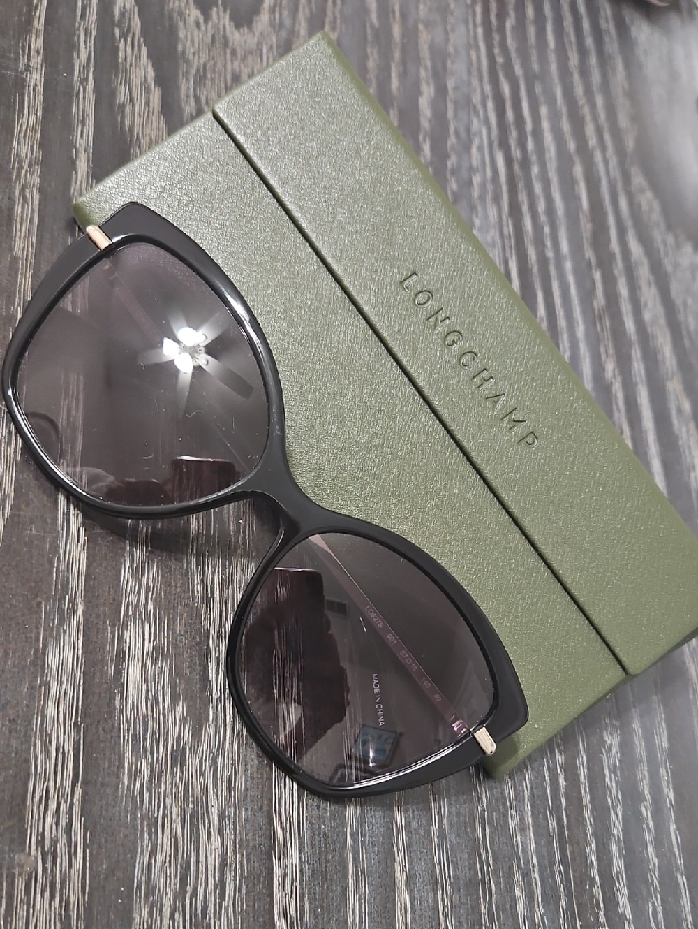Longchamp Black Gold Sunglasses